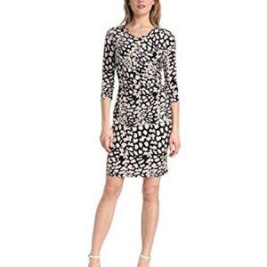 NEW Calvin Klein Three-Quarter-Sleeve Ruched‎ Midi Dress